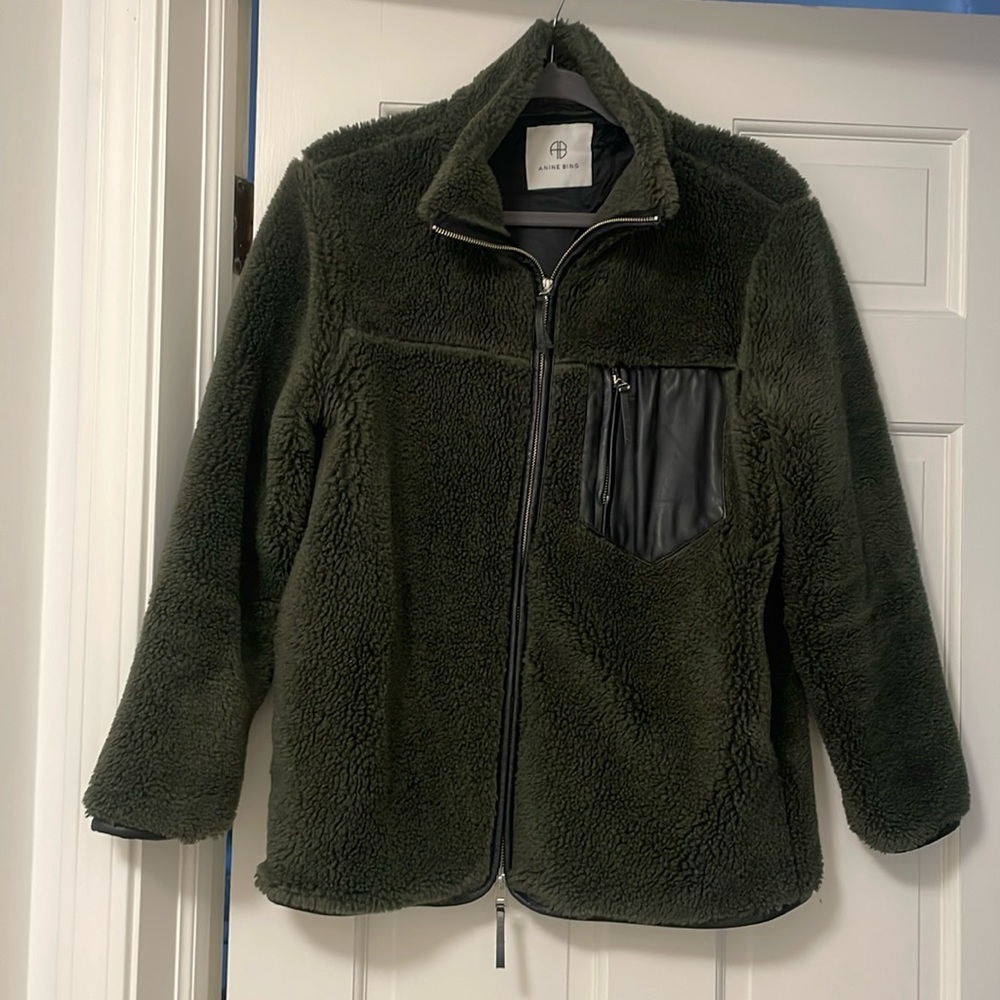 Anine Bing Ryder Jacket, dark green, size XS